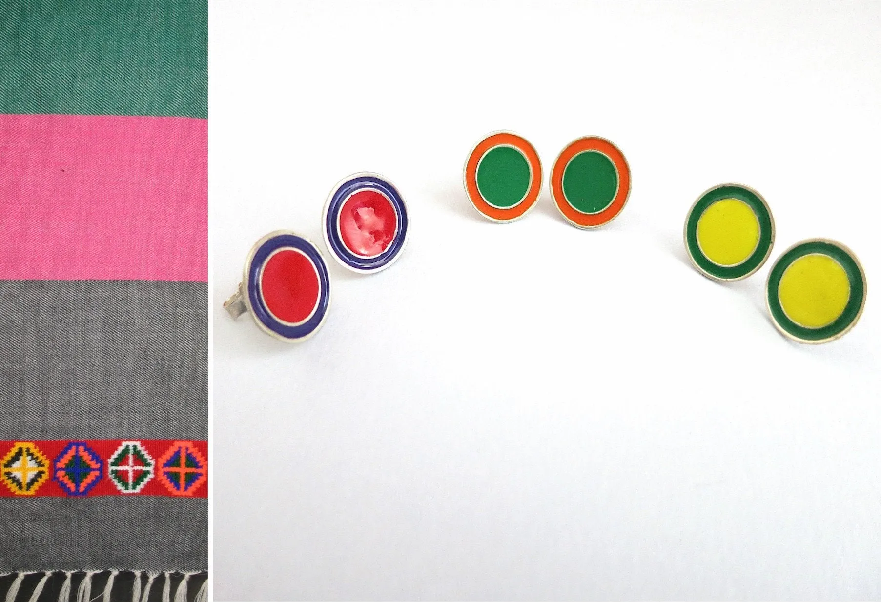 Chic, round bi-color enamel studs