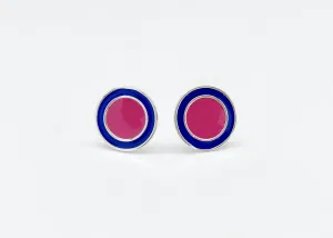 Chic, round bi-color enamel studs