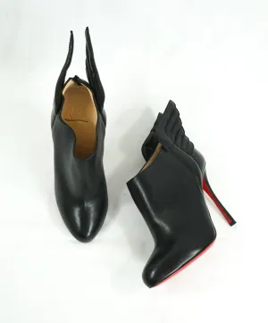 CHRISTIAN LOUBOUTIN - "MERCURA 100mm" Black Leather Wing Bootie pump - 36