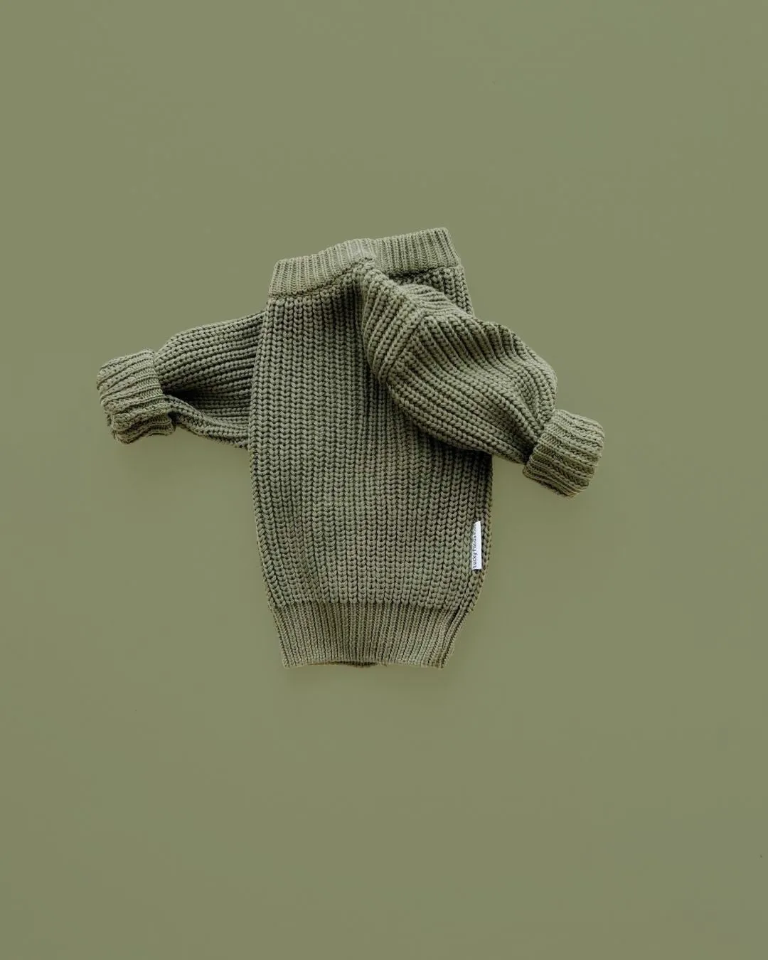 Chunky Knit Kids Sweater| Green