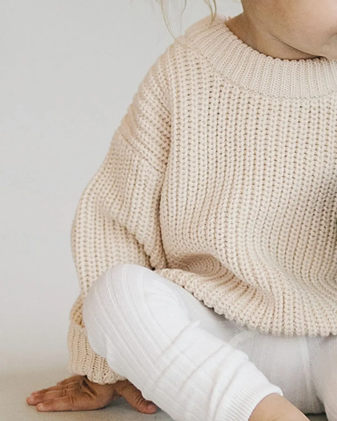 Chunky Knit Kids Sweater| Vanilla