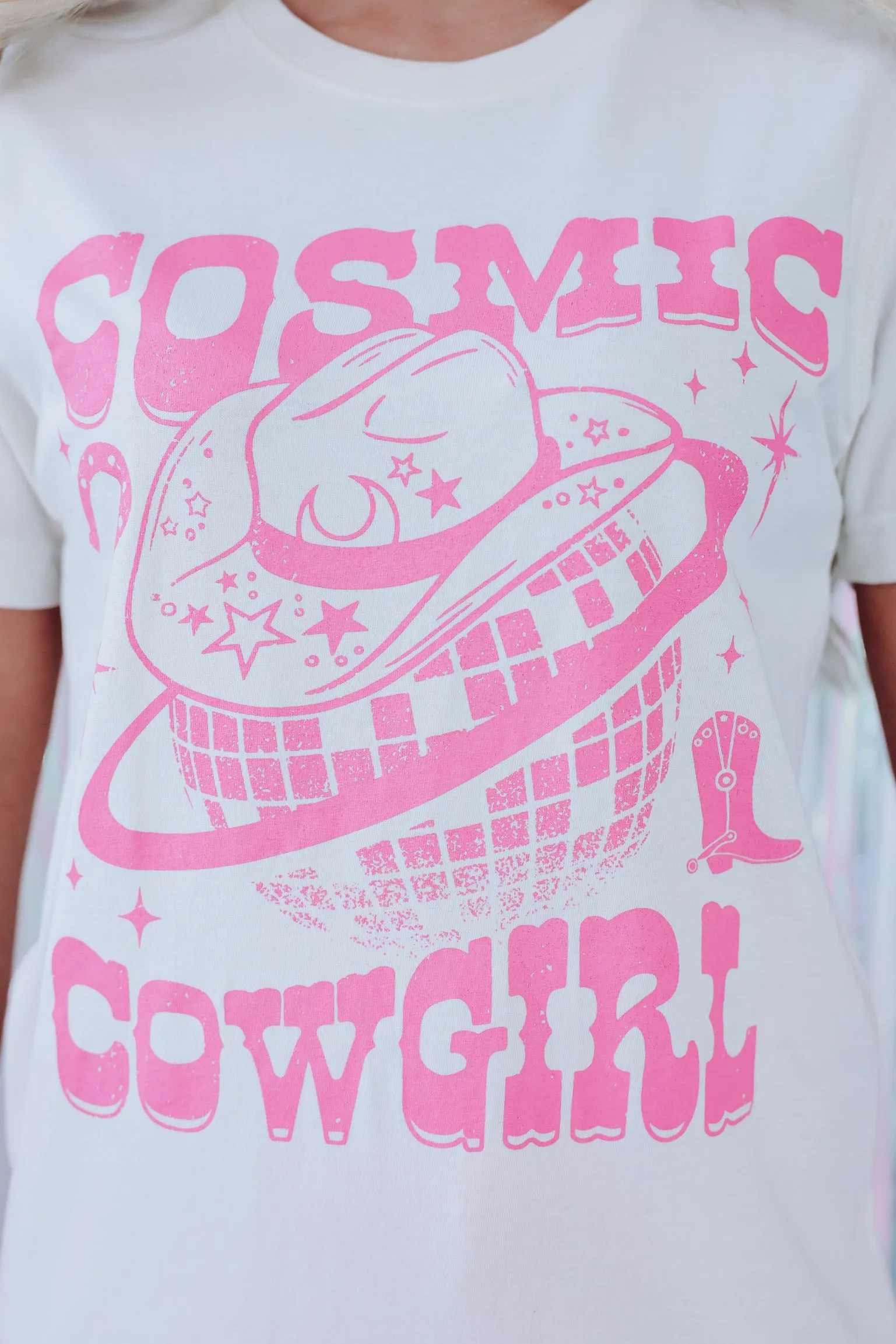 Cosmic Cowgirl Graphic Tee - Vintage White