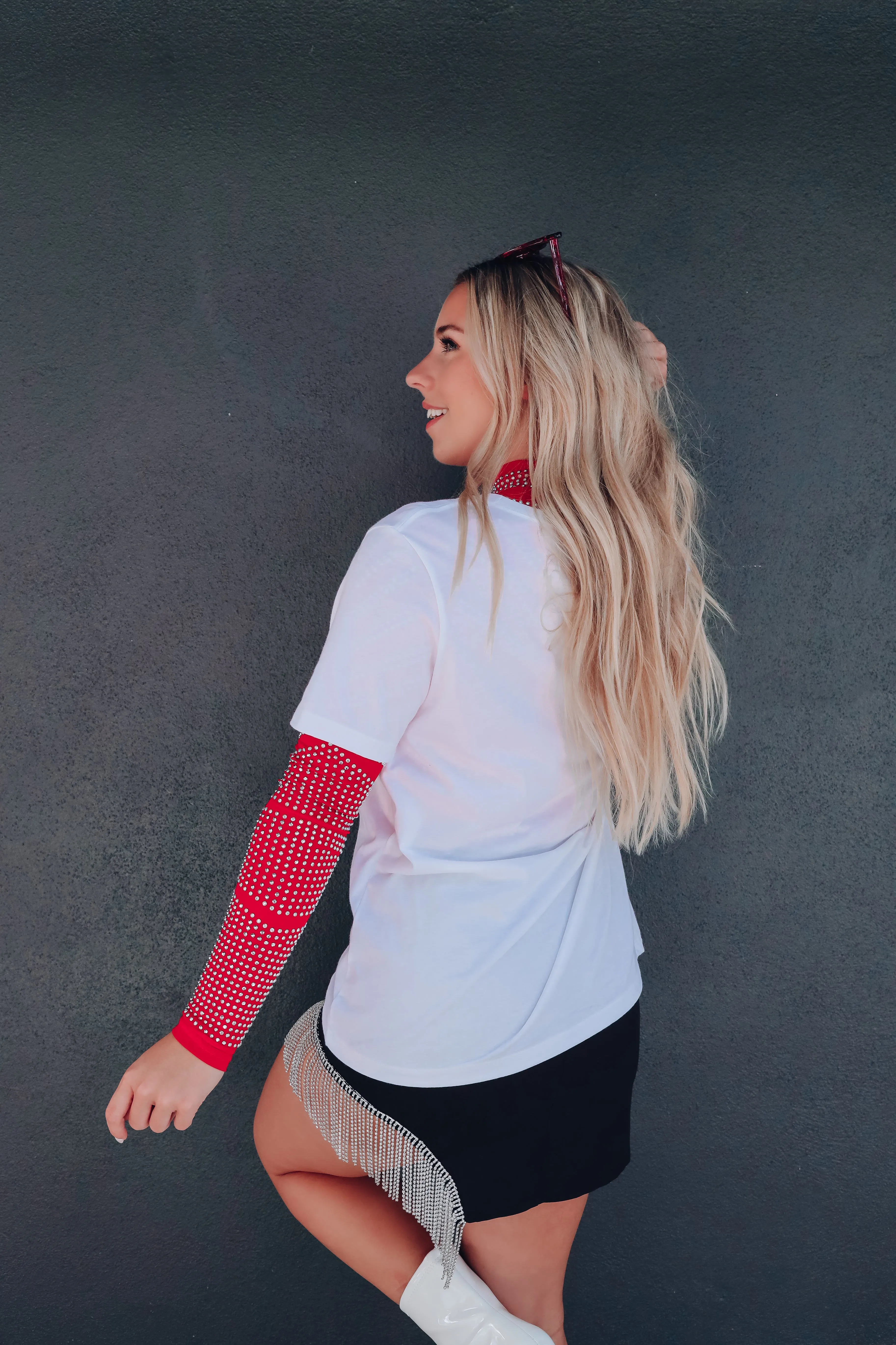Cow Print "Let's Go Girls"  Graphic Tee - White