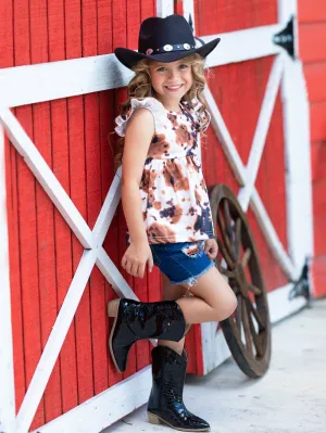 Cowgirl Chic Patched Denim Shorts Set