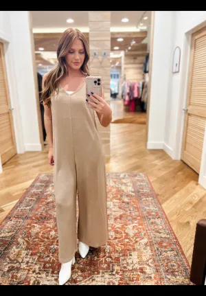 Cozy and Cute Taupe Jumpsuit