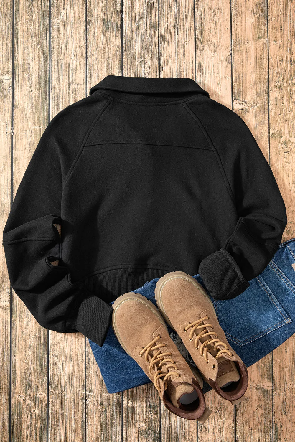 Cozy Retreat Black Zip Up Sweatshirt