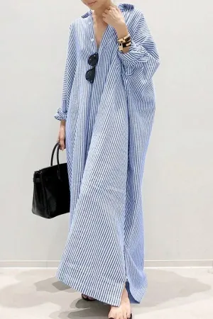 Cozy Stripe Printing Maxi Dress