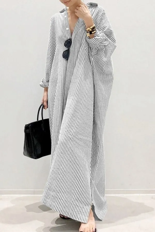 Cozy Stripe Printing Maxi Dress