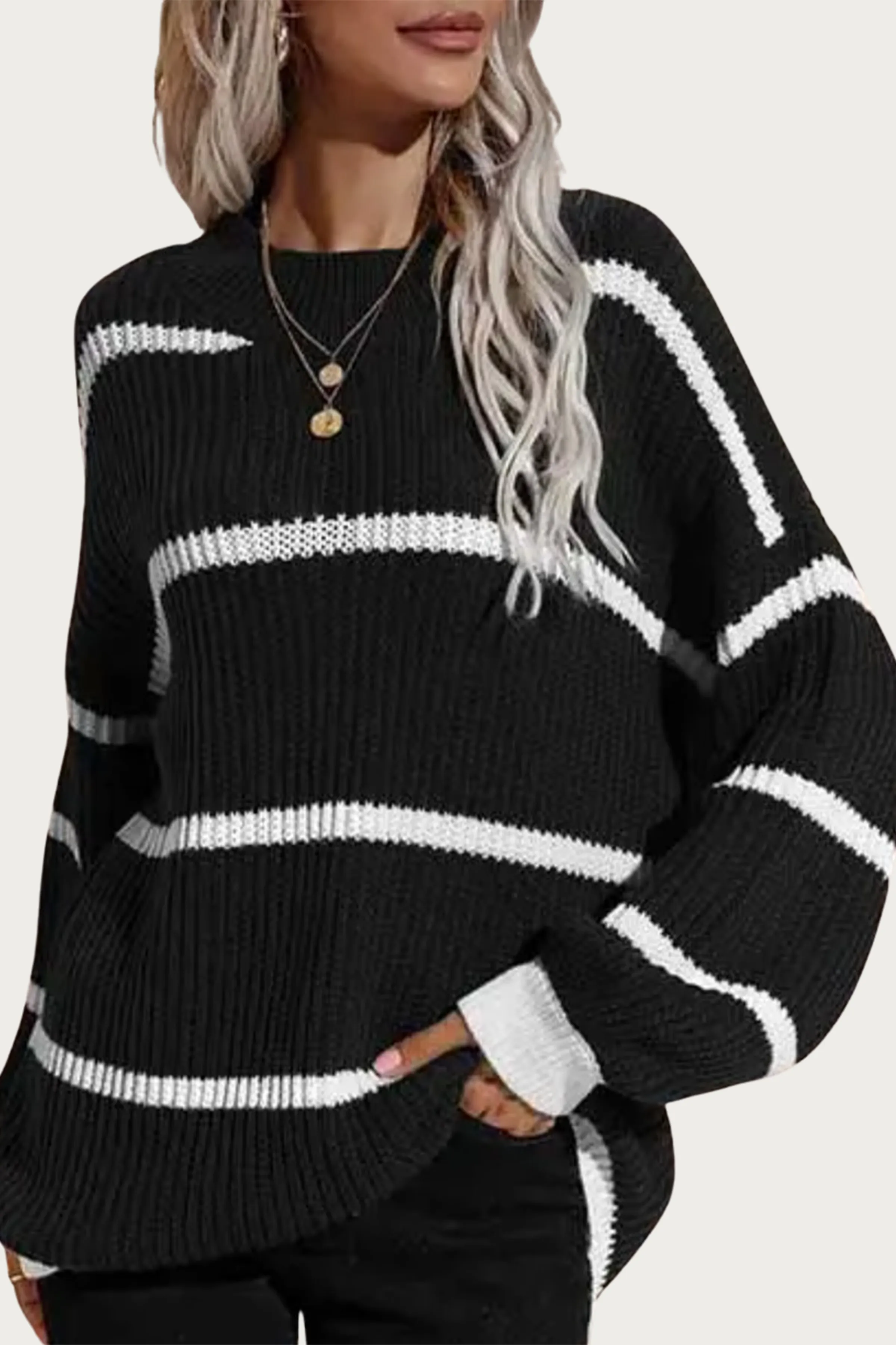 COZY STRIPED KNIT SWEATER