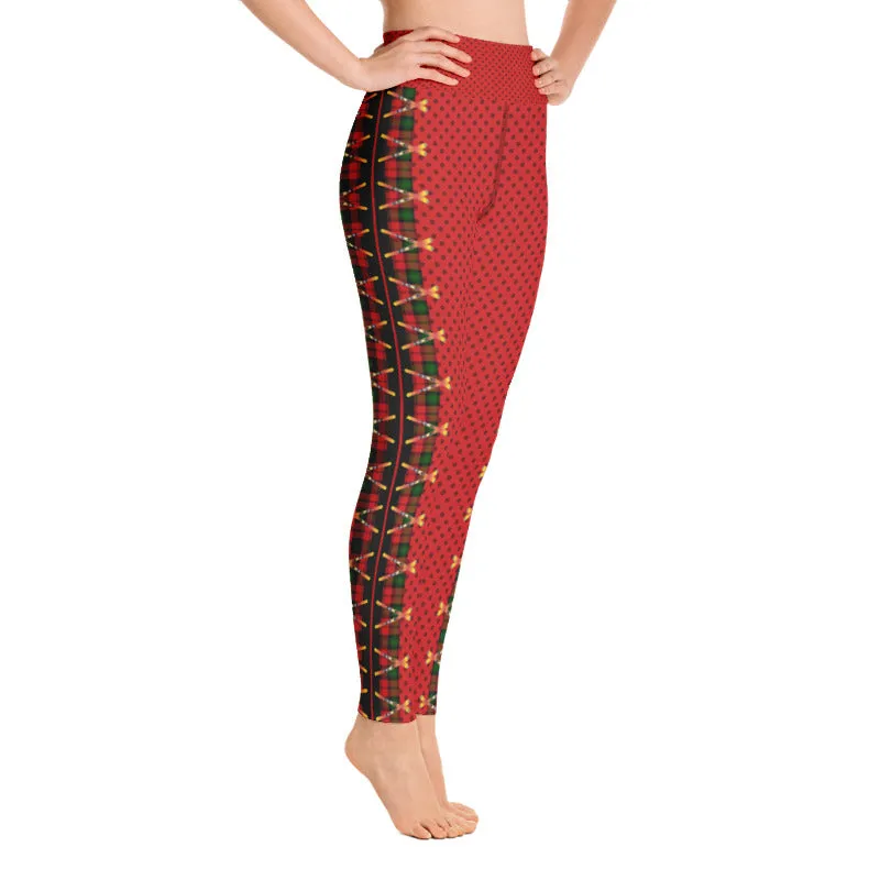 Crossed Ski Yoga Leggings Red