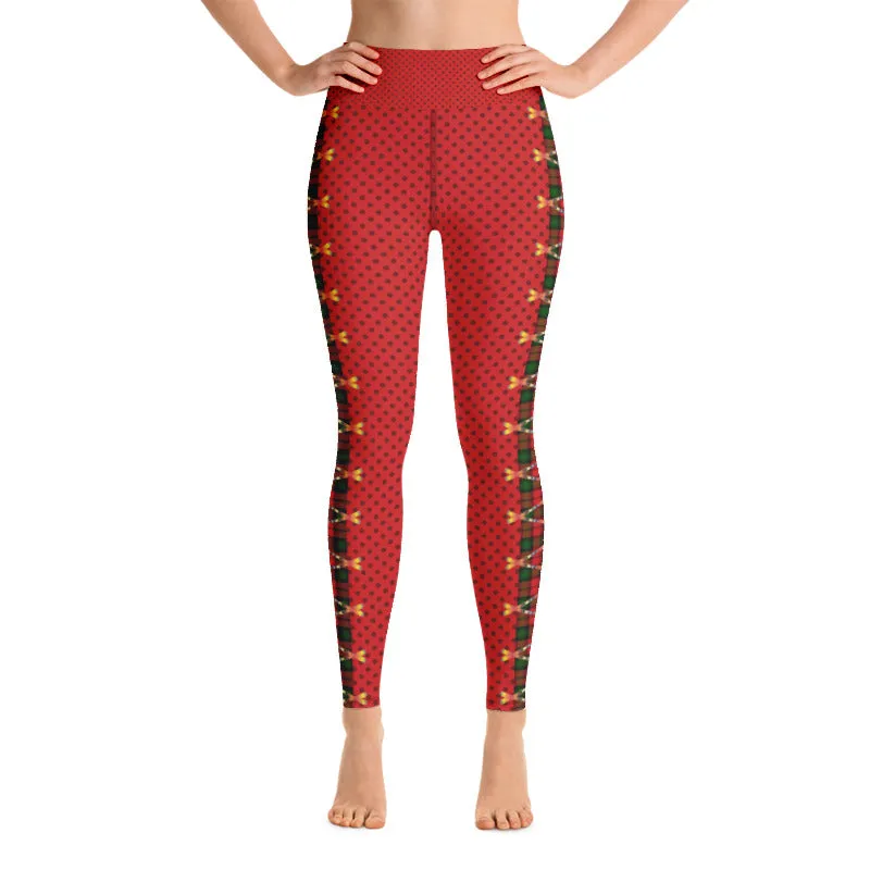 Crossed Ski Yoga Leggings Red