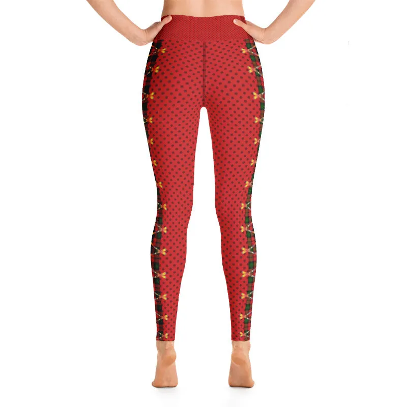Crossed Ski Yoga Leggings Red