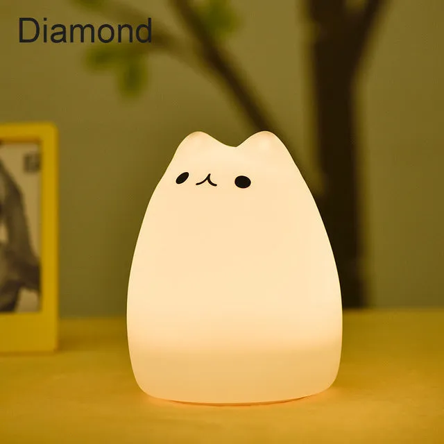 Cute Color Changing Cat Touch Lamp