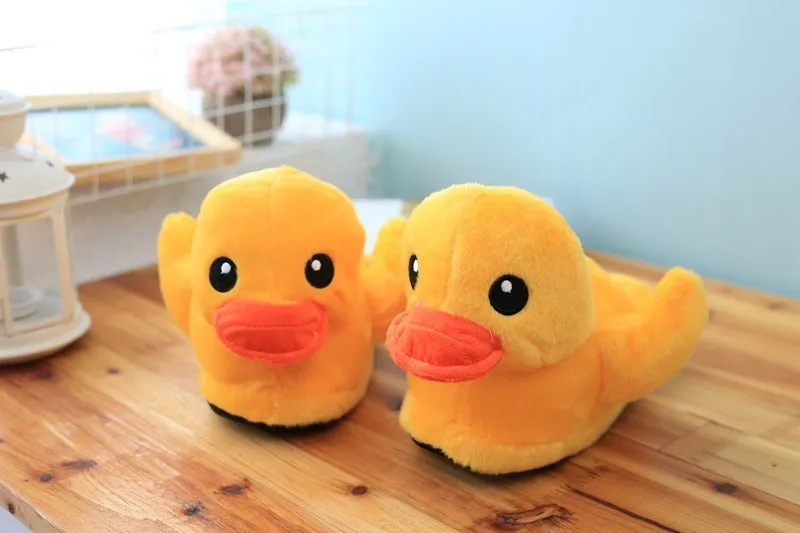 Cute Plush Little Yellow Duck Animal Slippers
