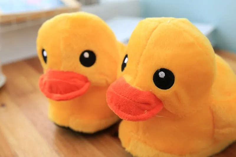 Cute Plush Little Yellow Duck Animal Slippers