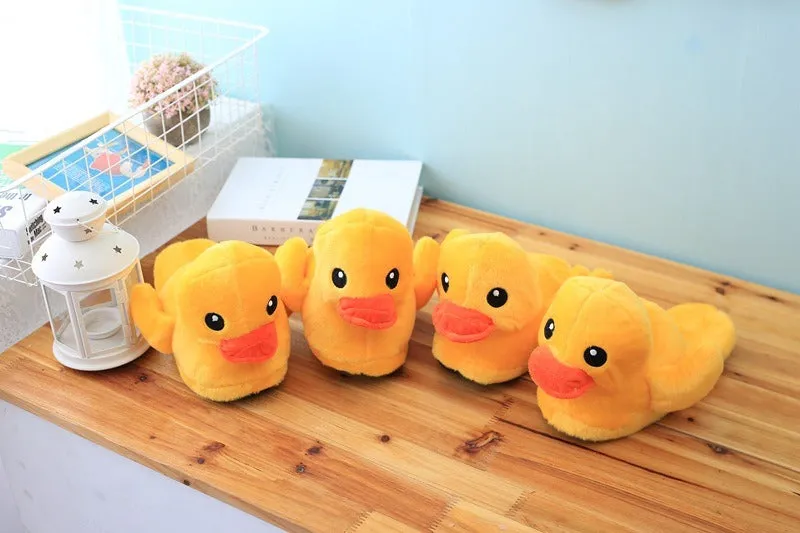 Cute Plush Little Yellow Duck Animal Slippers