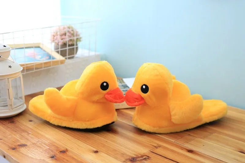 Cute Plush Little Yellow Duck Animal Slippers