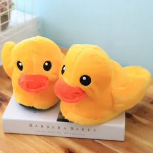 Cute Plush Little Yellow Duck Animal Slippers
