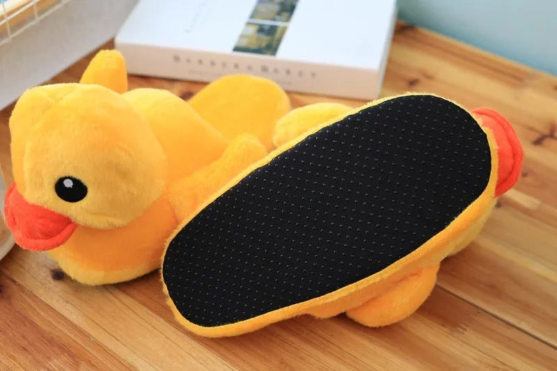 Cute Plush Little Yellow Duck Animal Slippers