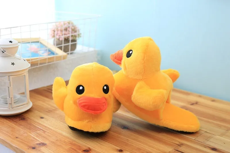 Cute Plush Little Yellow Duck Animal Slippers