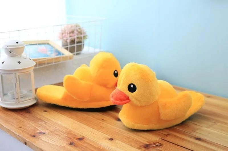Cute Plush Little Yellow Duck Animal Slippers