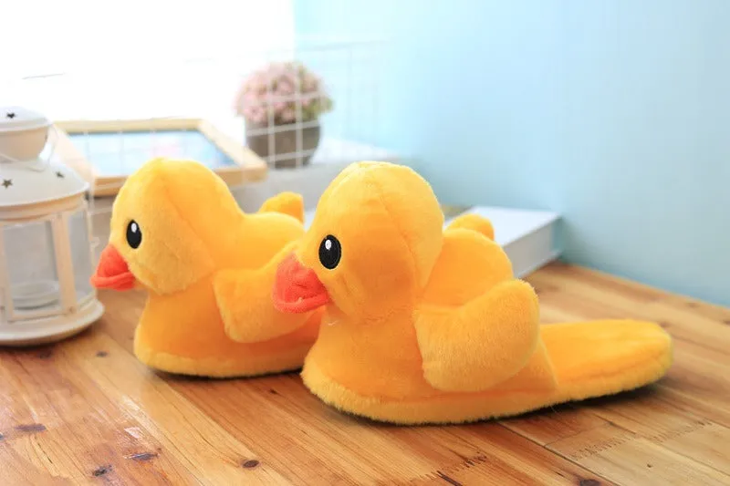Cute Plush Little Yellow Duck Animal Slippers