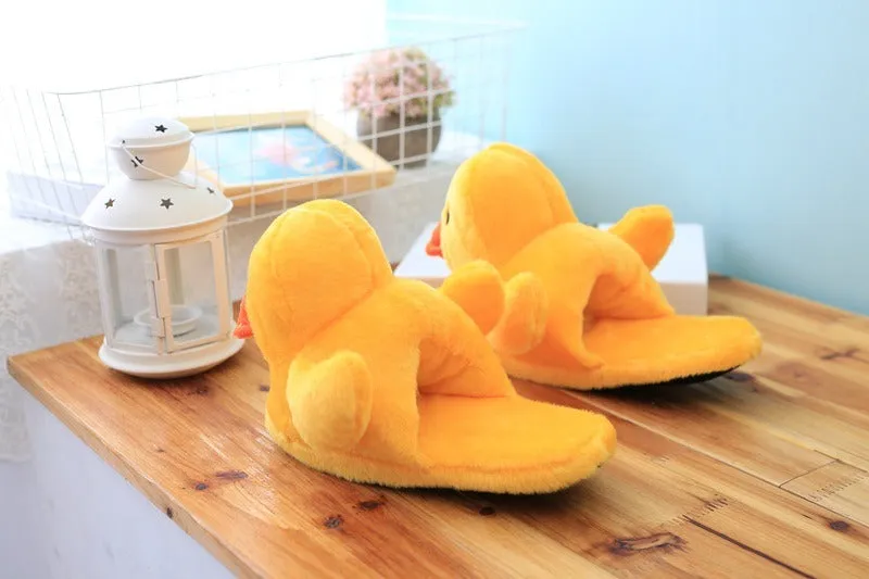 Cute Plush Little Yellow Duck Animal Slippers