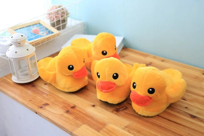 Cute Plush Little Yellow Duck Animal Slippers