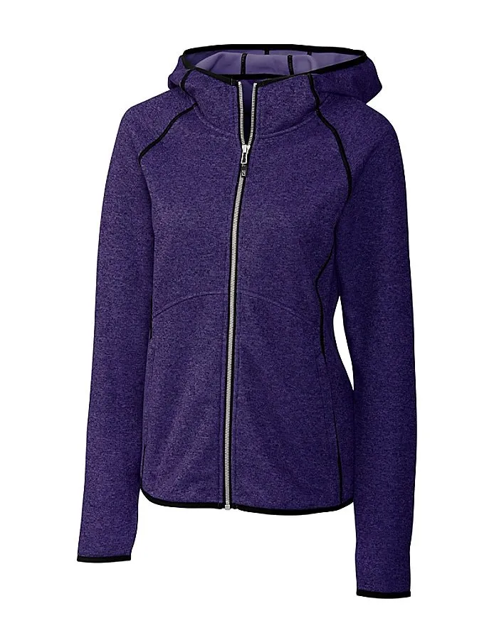 Cutter & Buck Women's Mainsail Sweater-Knit Hoodie Full Zip Jacket