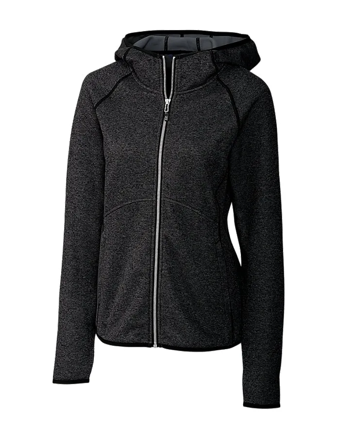 Cutter & Buck Women's Mainsail Sweater-Knit Hoodie Full Zip Jacket