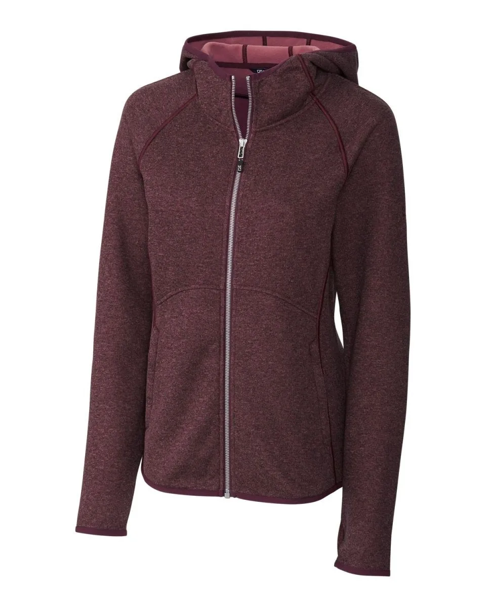 Cutter & Buck Women's Mainsail Sweater-Knit Hoodie Full Zip Jacket