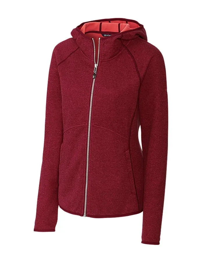 Cutter & Buck Women's Mainsail Sweater-Knit Hoodie Full Zip Jacket