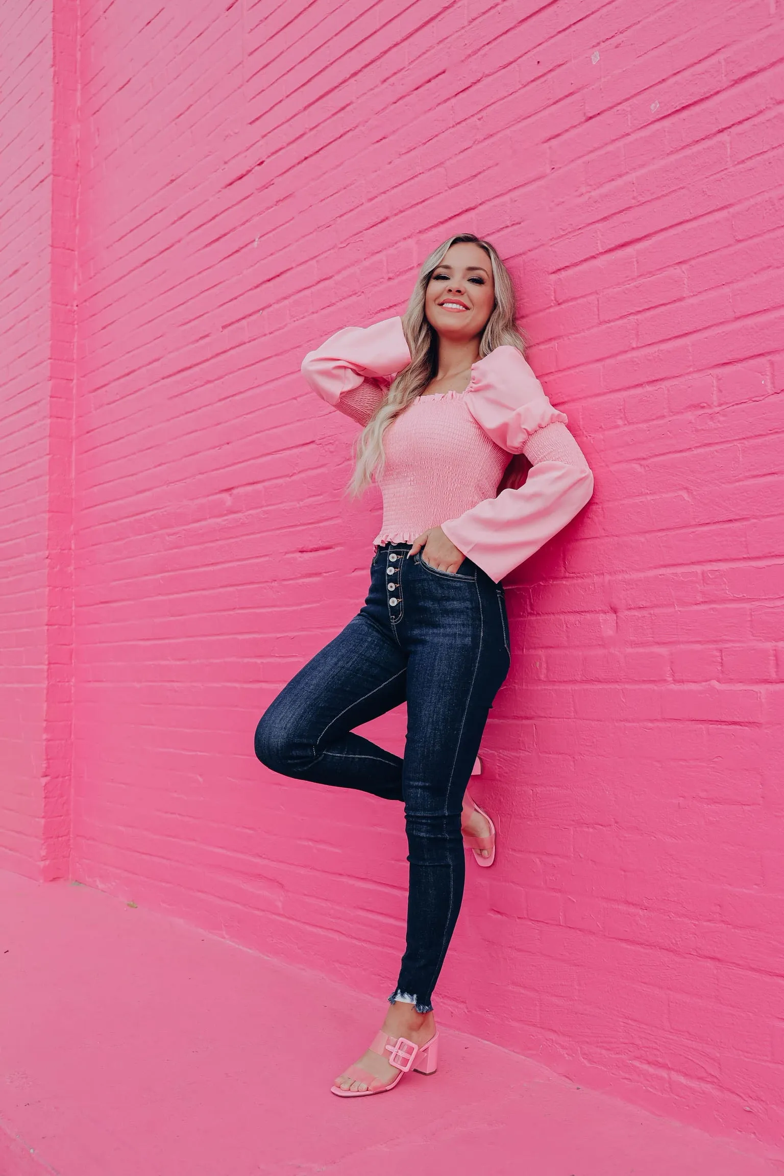 Darcie Dainty Smocked Crop Top - Pink