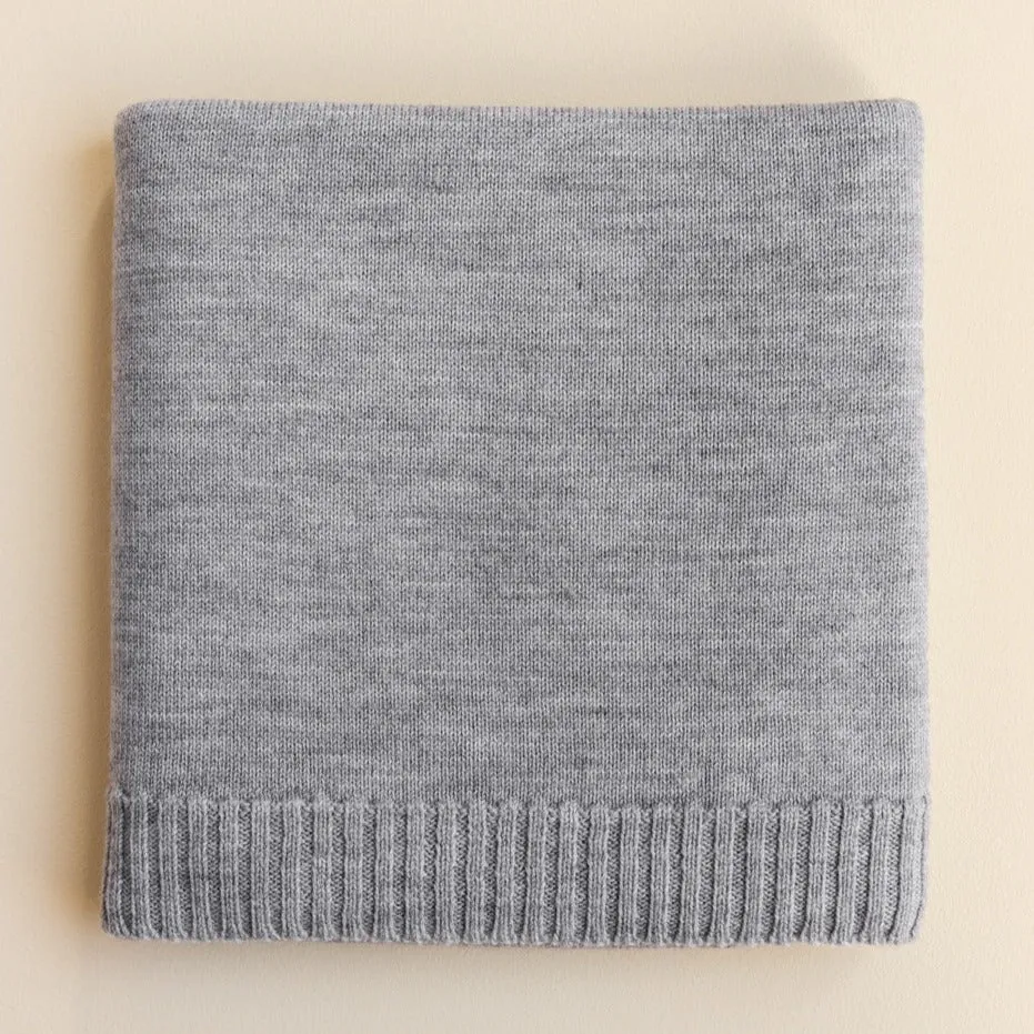 Didi Merino Wool Jersey Knit Baby Blanket (Grey)