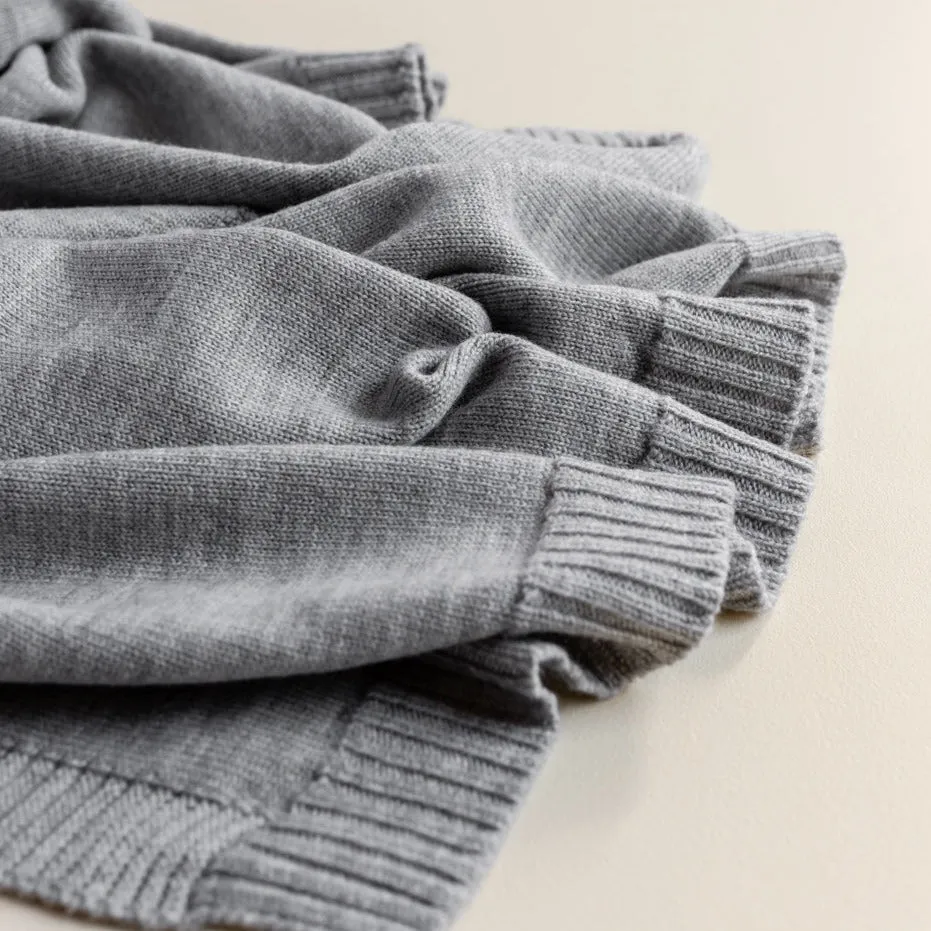 Didi Merino Wool Jersey Knit Baby Blanket (Grey)