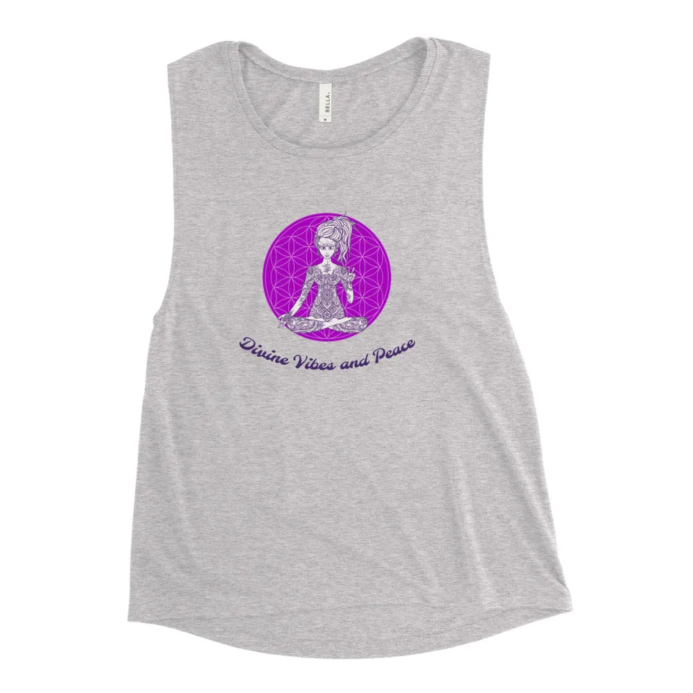 Divine Vibes™ and Peace Ladies’ Muscle Tank by Goddess Swag™