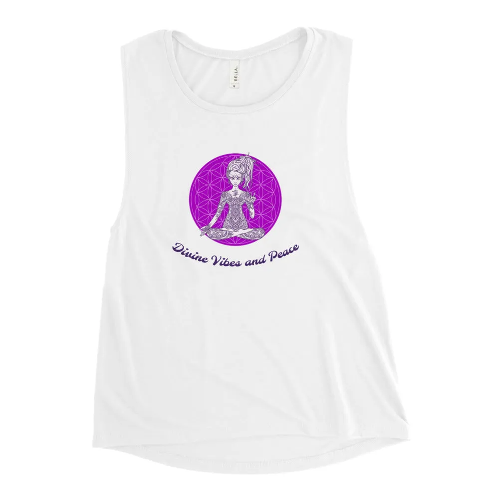 Divine Vibes™ and Peace Ladies’ Muscle Tank by Goddess Swag™