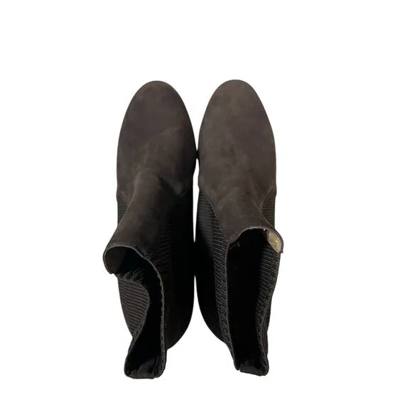 Eileen Fisher Aesop Women's 9 Brown Leather Pull On Stretch Ankle Booties