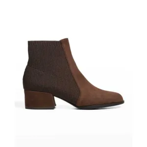 Eileen Fisher Aesop Women's 9 Brown Leather Pull On Stretch Ankle Booties
