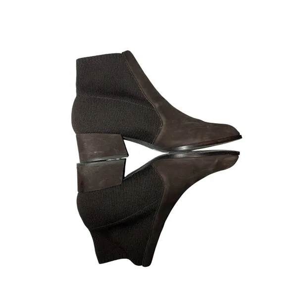 Eileen Fisher Aesop Women's 9 Brown Leather Pull On Stretch Ankle Booties