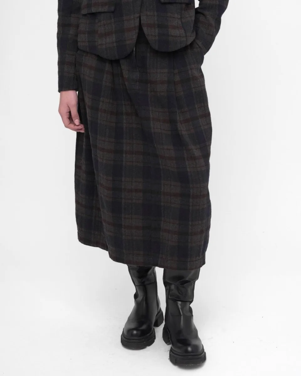 Elastic Waist Plaid Cotton Skirt