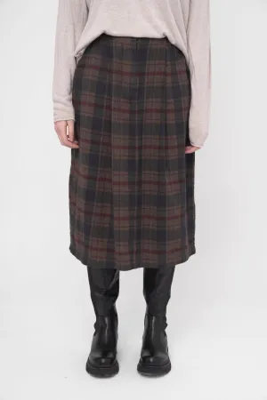 Elastic Waist Plaid Cotton Skirt