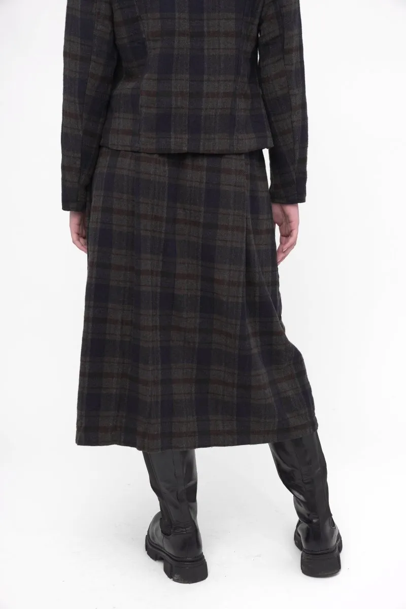 Elastic Waist Plaid Cotton Skirt