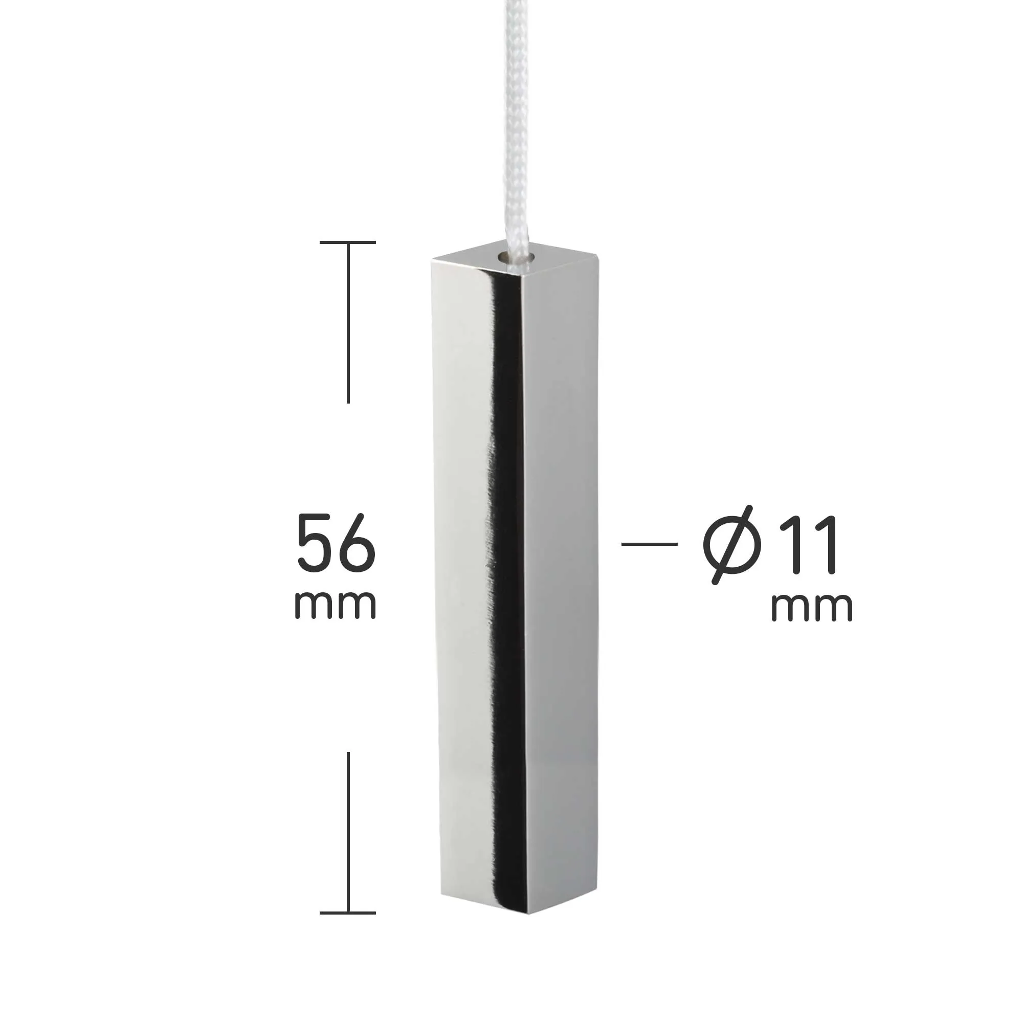 ElekTek Light Pull Cord Chain Handle Chrome Square Bar With 80cm Matching Ball Chain or Cord
