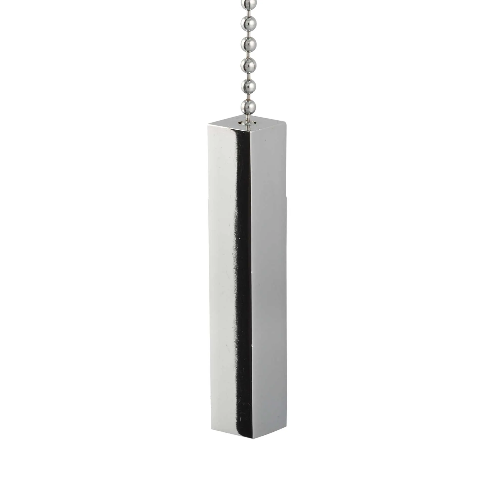 ElekTek Light Pull Cord Chain Handle Chrome Square Bar With 80cm Matching Ball Chain or Cord