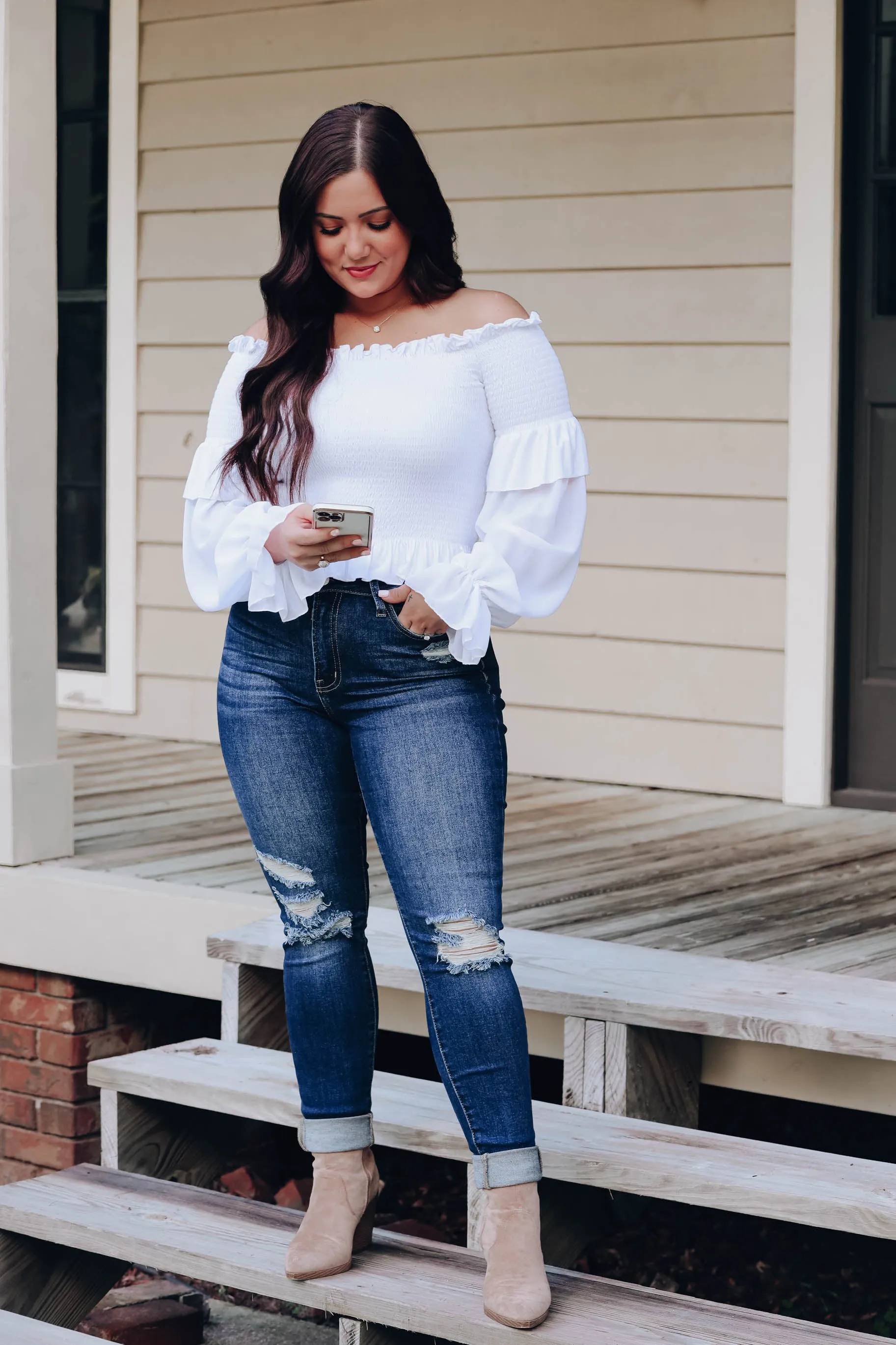 Ella Off The Shoulder Crop Top - White