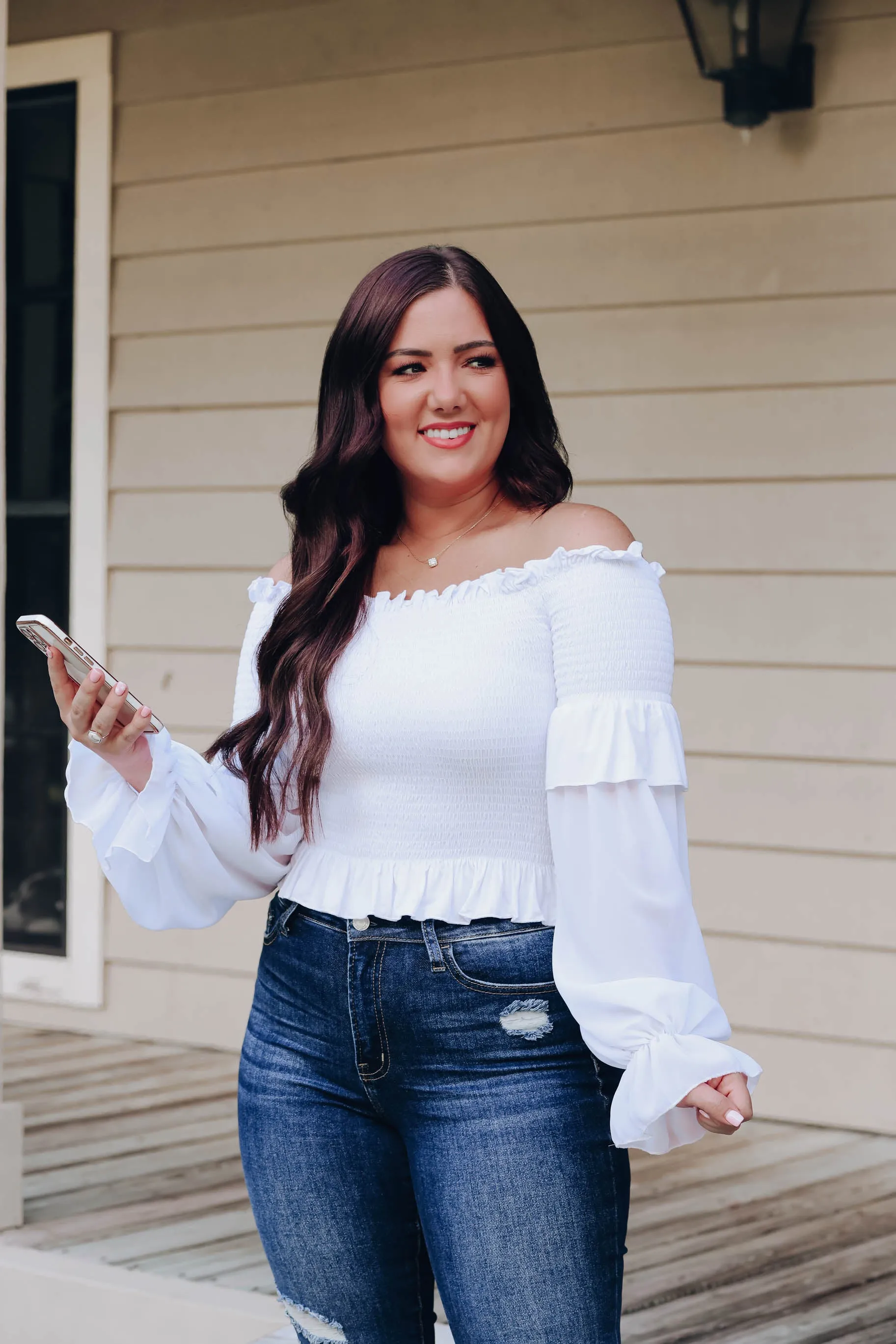 Ella Off The Shoulder Crop Top - White