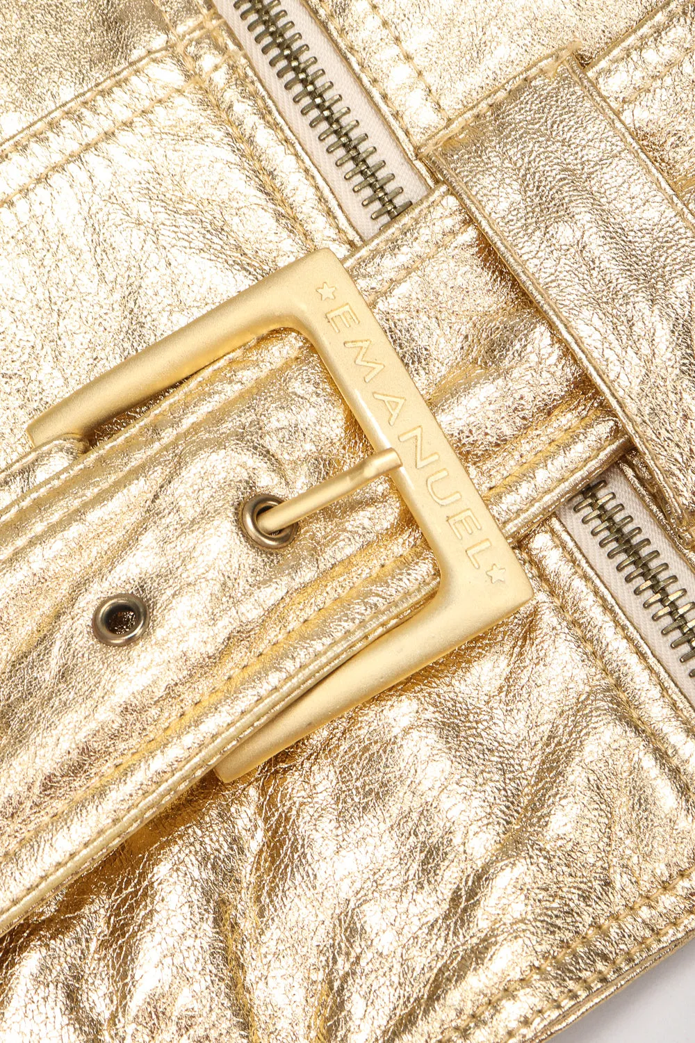 Emanuel Gold Leather Biker Jacket