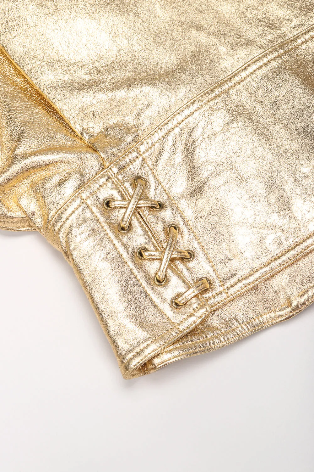 Emanuel Gold Leather Biker Jacket