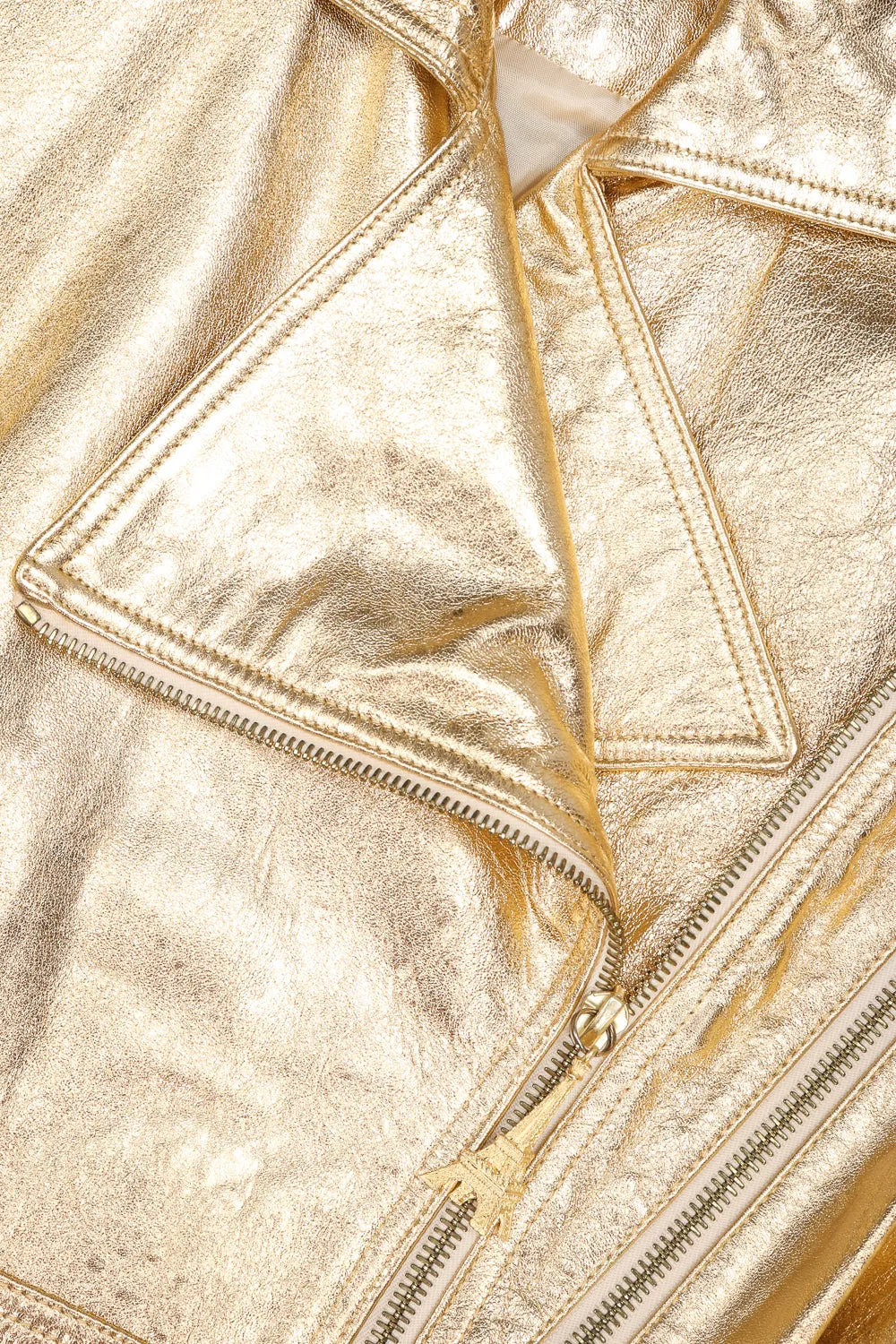 Emanuel Gold Leather Biker Jacket